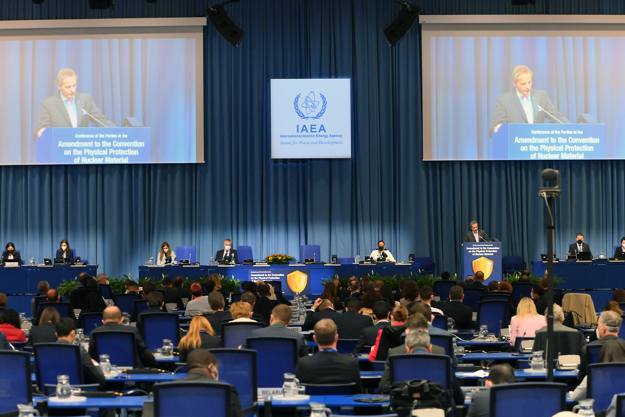 People attending The Conference of the Parties to the Amendment to the Convention on the Physical Protection of Nuclear Materials was held the IAEA’s headquarters in Vienna, Austria on 28 March 2022.