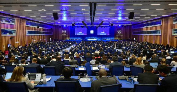 A view of the meeting room at the IAEA's 69th General Conference