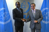 Rafael Mariano Grossi, IAEA Director-General, met with Kiwanuka Kiryowa Mugambe, Attorney General, Republic of Uganda, during his official visit to the Agency headquarters in Vienna, Austria. 15 October 2024.
