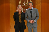 Rafael Mariano Grossi, IAEA Director-General, met with Francesca Salvemini, Head of the Technical Secretariat of the Minister, Ministry of Environment and Energy Security, Italy, during her official visit to the Agency headquarters in Vienna, Austria. 22 October 2024.
