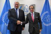 Rafael Mariano Grossi, IAEA Director-General, met with HE Mr. Andrii Sybiha, Minister of Foreign Affairs of Ukraine, during his official visit to the Agency headquarters in Vienna, Austria. 20 November 2024.