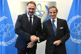 Rafael Mariano Grossi, IAEA Director-General, met with HE Mr. Dan Jorgensen, European Commissioner for Energy and Housing during his official visit to the Agency headquarters in Vienna, Austria. 12 December 2024.