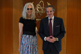 Rafael Mariano Grossi, IAEA Director-General, met with Ms. Maria Jolanta Materna Gorna, Charge d’affaires of Bolivia, concerning the formal handover of the original letter signed by the Director General accepting Bolivia’s proposal to rescind the Small Quantities Protocols (SQP). IAEA, Vienna, Austria. 9 July 2024.