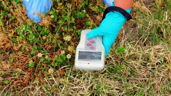 Radiation measurement during a RANET Workshop in the evacuated zone around TEPCO’s Fukushima Daiichi Nuclear Power Station. (Photo: S. Lööf)
