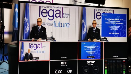 Wolfram Tonhauser, Head?of the IAEA's Nuclear and Treaty Law Section, during his opening remarks at the virtual seminar with government officials of Pakistan